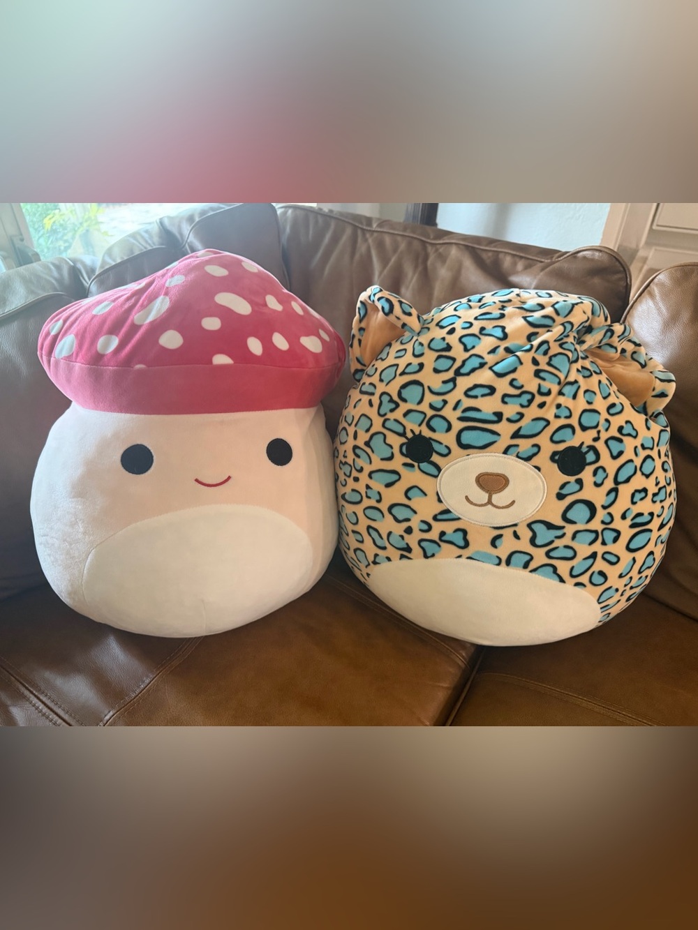 Squishmallows 20” Malcolm Mushroom & Liv Leopard Large Plush Lot of 2